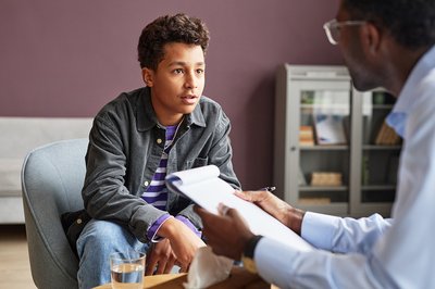 Two people having a serious conversation